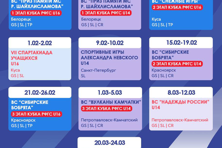 Календарь Всероссийских детских соревнований сезона 2025/26